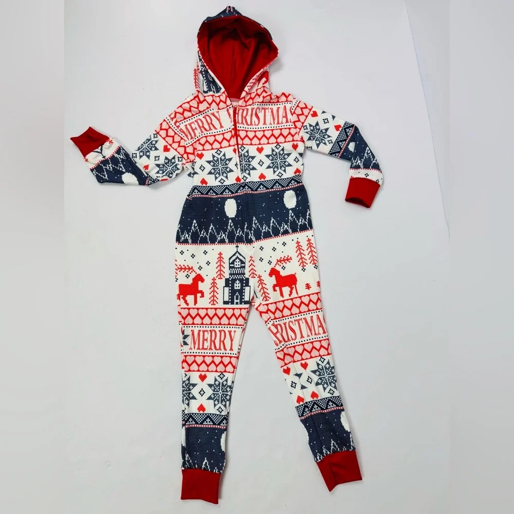NEW Hooded Onesie Christmas Pajamas Kids 2/3